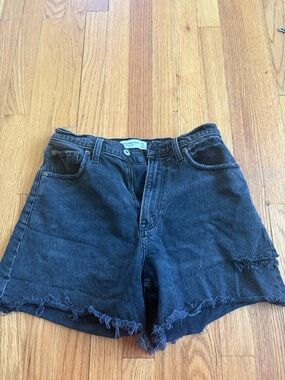 Abercrombie & Fitch Black Frayed Hem Denim Shorts 27/4